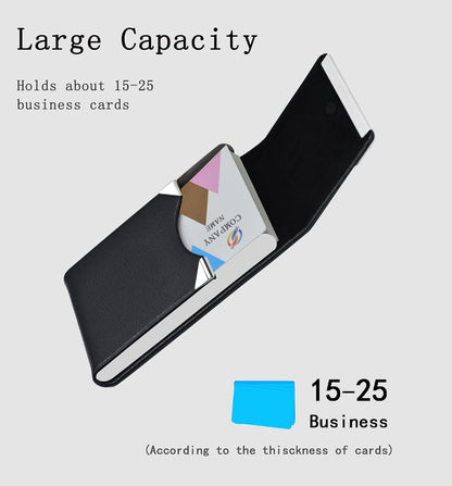Business Card Holder with Ultra Slim Design,Business Card Case with Premium PU Leather,Suit Pocket Metal Card Holder for Women/Men,Professional Name Card Holder with Magnetic Shut (Black1)