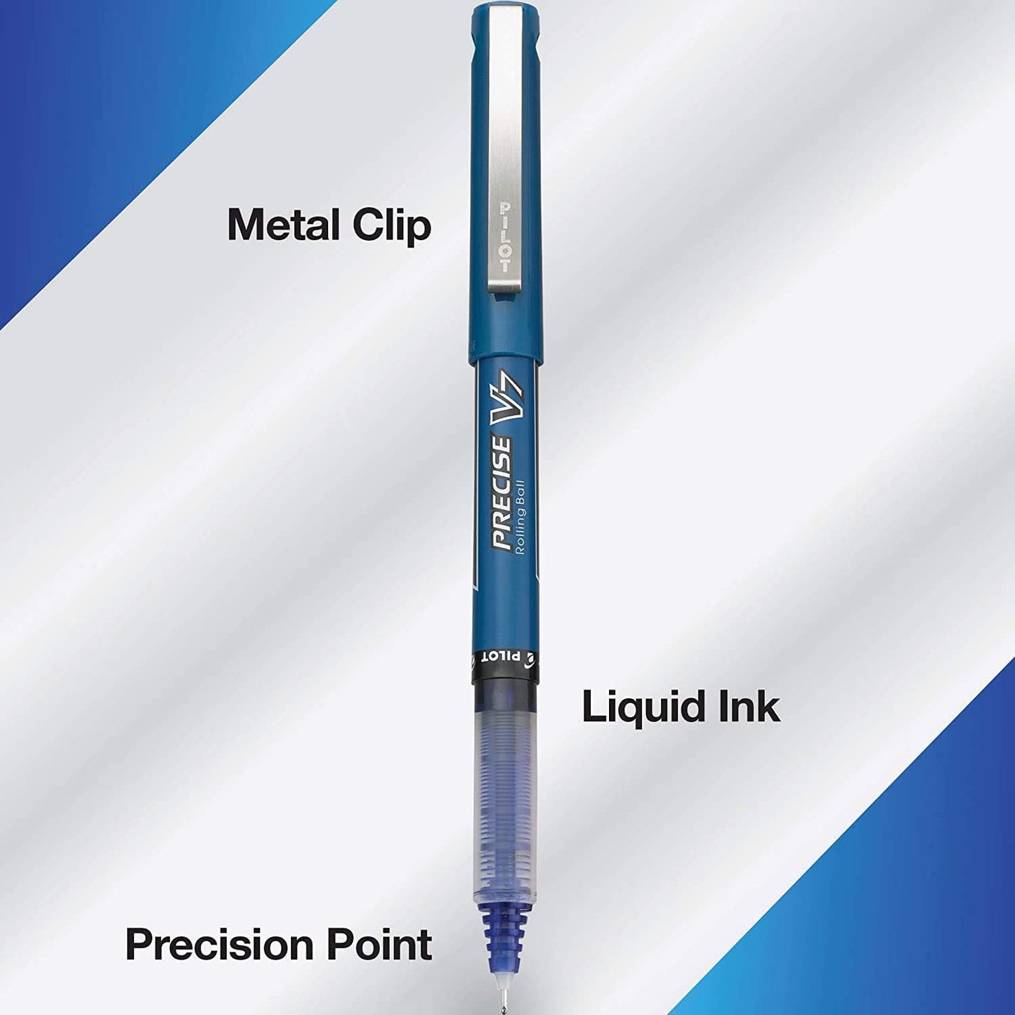Pilot, Precise V7, Capped Liquid Ink Rollerball Pens, Fine Point 0.7 mm, Black Ink Pens, Pack of 14 - Ideal for School, Journaling & Office Writing