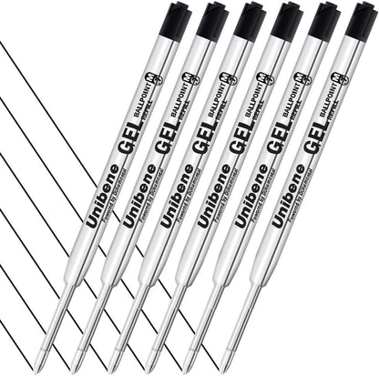 Unibene Parker Compatible Gel Ink Ballpoint Refills 12 Pack,0.7mm Medium Point-Black, Smooth Writing Replaceable German Ink Tactical Pen Refills for Parker Ballpoint/UZI Pen