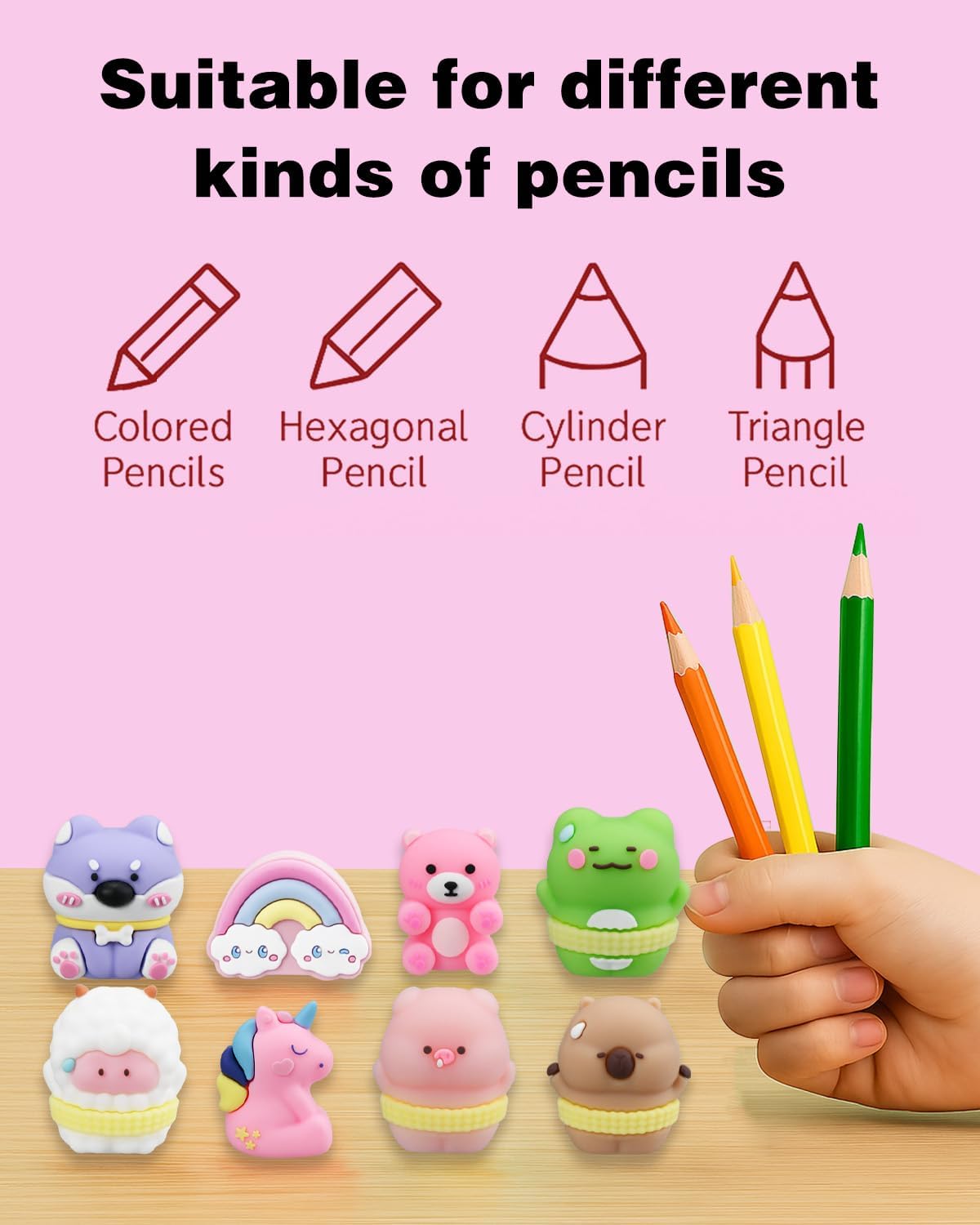 8 PCS Pencil Sharpener for Kids, Pencil Sharpener Manual, Cartoon Handheld Little Pencil Sharpeners, Kawaii Stationary Gifts, Small Favors Gifts for Office Supplies (Style 1)