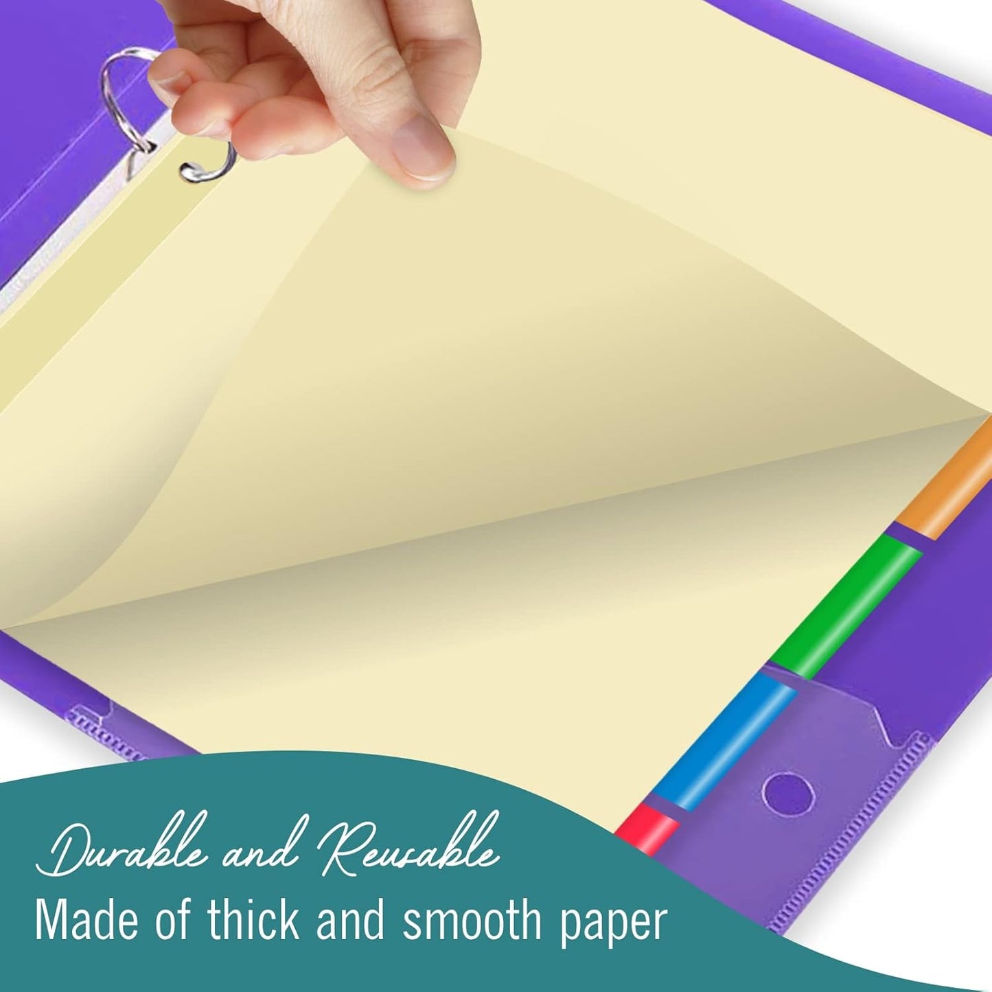 5-Tab Binder Dividers for 3 Ring Binder, Insertable Clear Big Tabs, Letter Size Paper Divider, 8.5 x 11 inch, 6 Sets (30 Dividers Total)