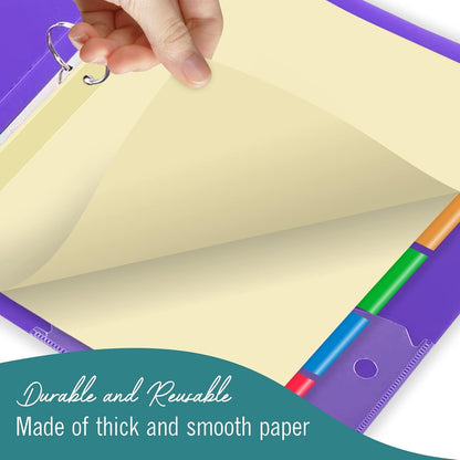 5-Tab Binder Dividers for 3 Ring Binder, Insertable Clear Big Tabs, Letter Size Paper Divider, 8.5 x 11 inch, 6 Sets (30 Dividers Total)