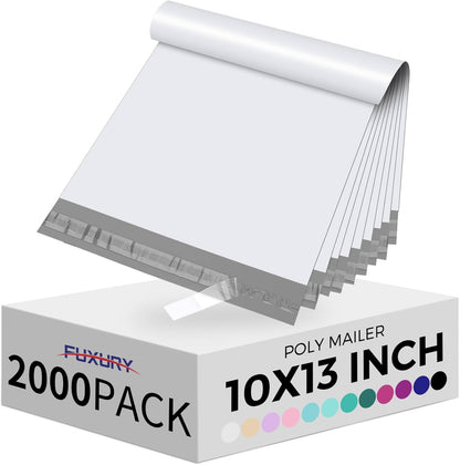 Fuxury Poly Mailers 10x13 Inch 100 Pack,Shipping Bags for Clothing,Strong Adhesive Mailing Envelopes,Heavy Duty Self Seal Plastic Postal Return Package Bags for Books Accessories Business,White