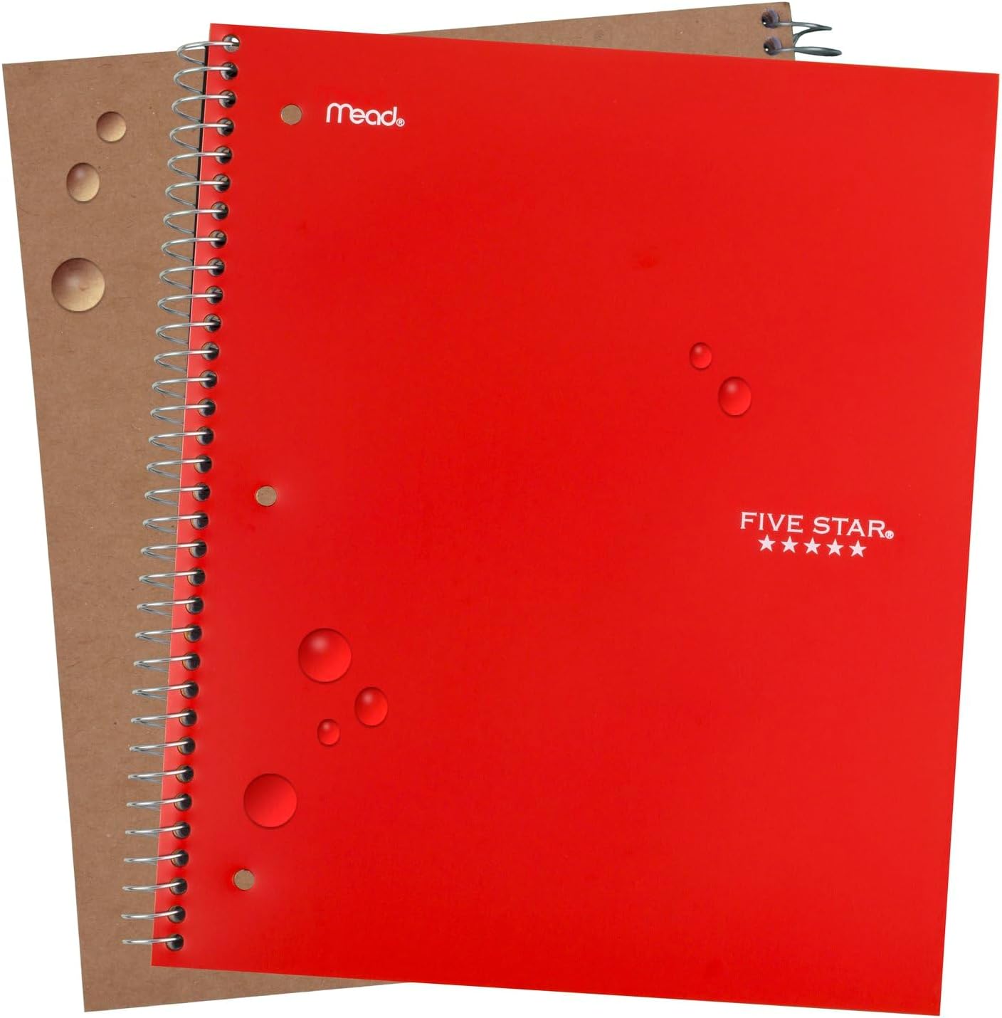 Five Star Spiral Notebook, 5 Subject, Wide Ruled Paper, Fights Ink Bleed, Water Resistant Cover, 8" x 10-1/2", 200 Sheets, Color Will Vary (05206)