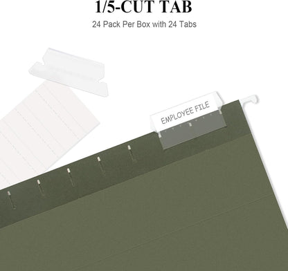 ViVin Hanging File Folders, 1/5-Cut Adjustable Tabs with 24 Per Box, 24 Pack Letter Size Hanging File Folders, Designed for Office Home School Filing Cabinet(Assorted)