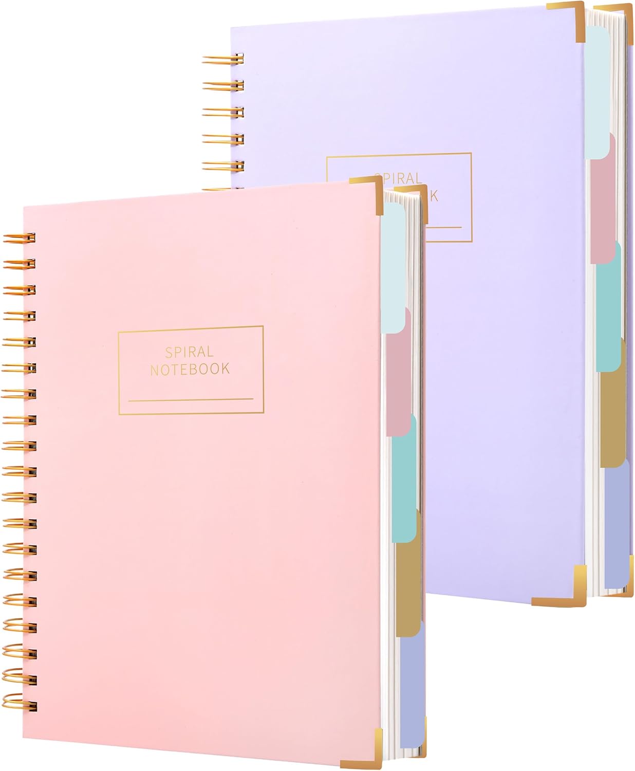Hardcover Spiral Notebook with Tabs 8"x10" Large Spiral Lined Journals for Women with Dividers 240 Pages College Ruled Composition Notebook 5 Subject Notebook for Work, Back to School, Gifts, Purple