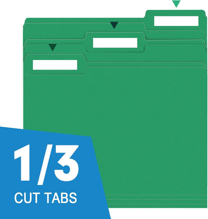 RAZCC File Folders, 100-Pack, 1/3 Cut, Letter Size, Yellow, Great for Organizing and Easy File Storage
