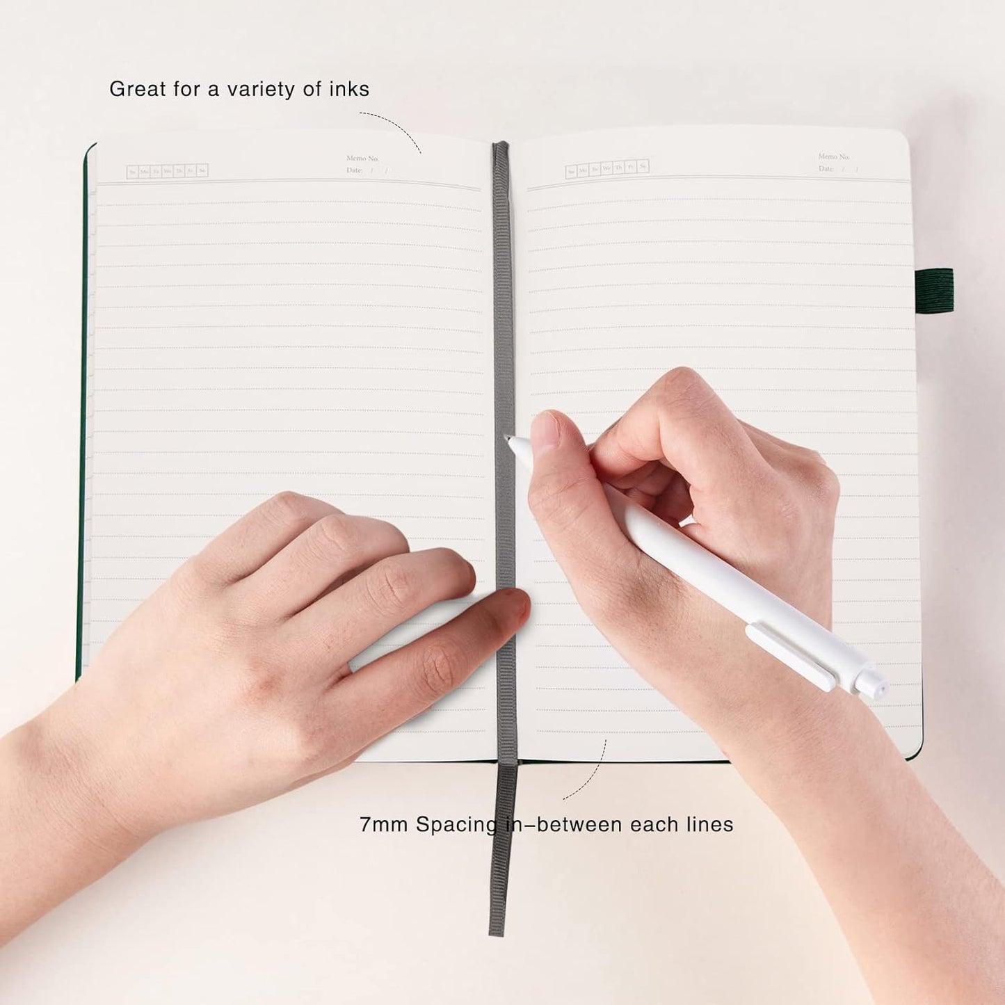 Deziliao Lined Journal Notebooks with Pen Loop, Hardcover Notebook Journal for Work, 100Gsm Premium Thick Paper with Inner Pocket, Medium 5.7"x8.4", （Black, Ruled）
