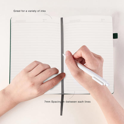 Deziliao Lined Journal Notebooks with Pen Loop, Hardcover Notebook Journal for Work, 100Gsm Premium Thick Paper with Inner Pocket, Medium 5.7"x8.4", （Black, Ruled）