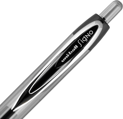Uni-Ball® 207™ Retractable Fraud Prevention Gel Pens, Bold Point, 1.0 mm, Translucent Black Barrels, Black Ink, Pack Of 4