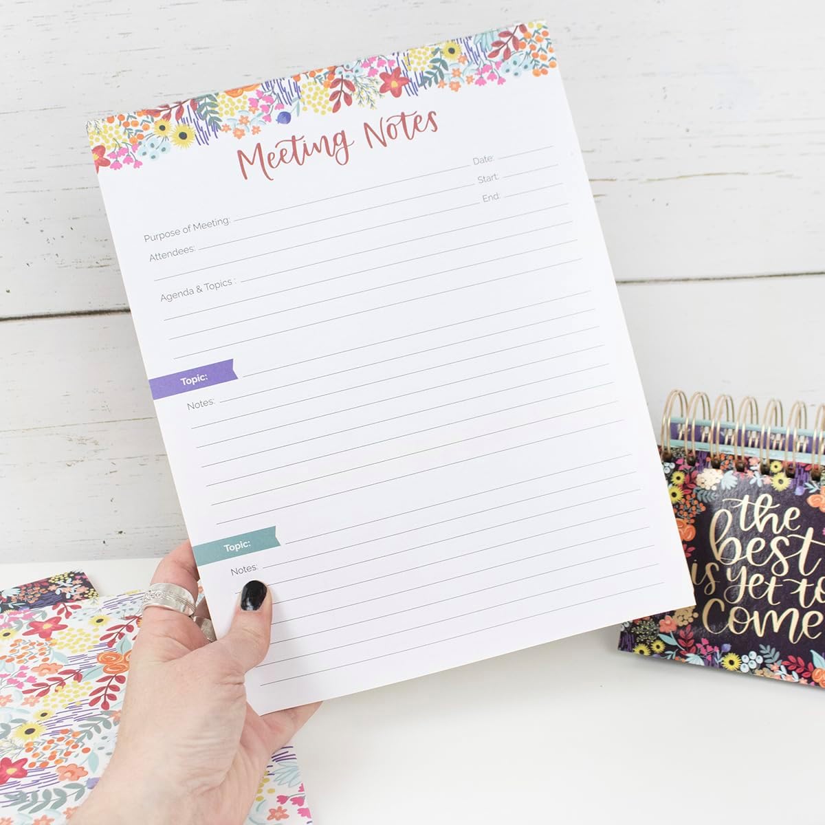 bloom daily planners Horizontal Weekly Tear-Off To Do List Planning Pad - Undated Notepad Organizer & Healthy Habit Tracker - 8.5” x 11” - Floral