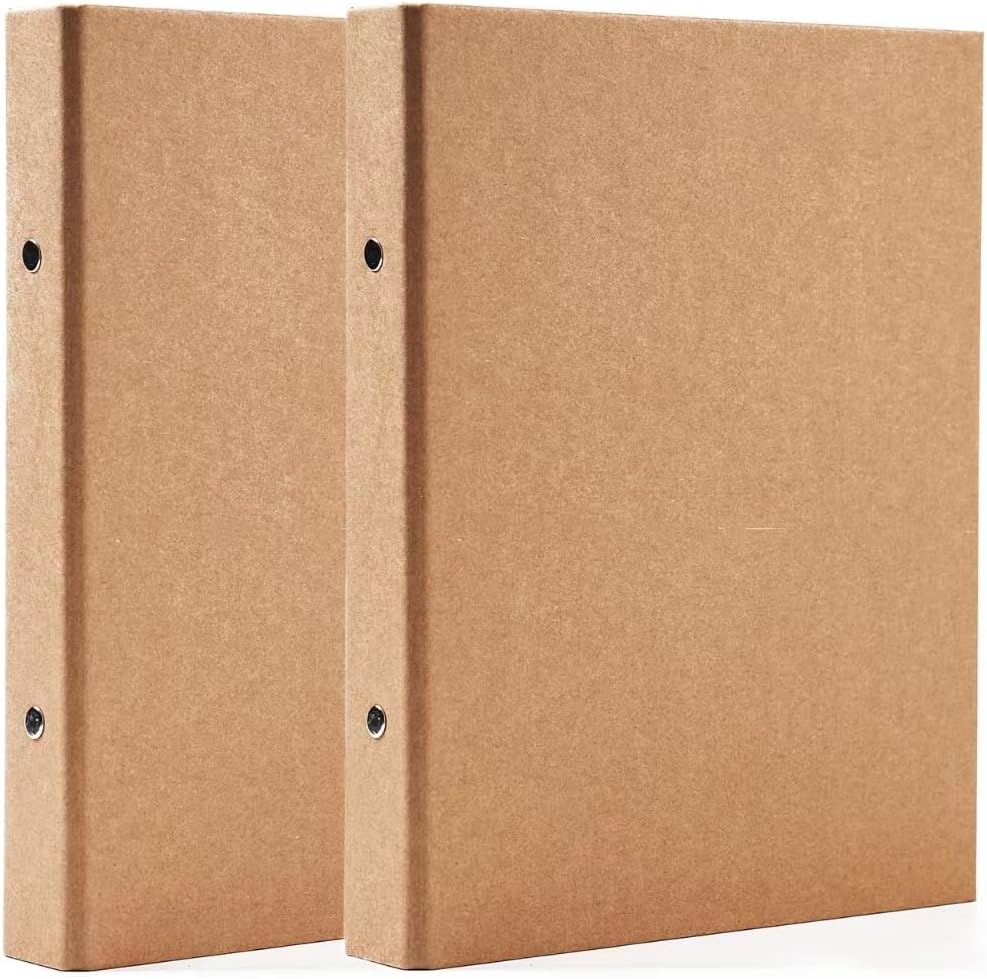A5 Binder 6 Ring, A5 Binder, 2pcs Kraft Paper 6 Round Ring Binder Cover Protector for Journal Note Book Carrying Around Notes (A5-6Ring)
