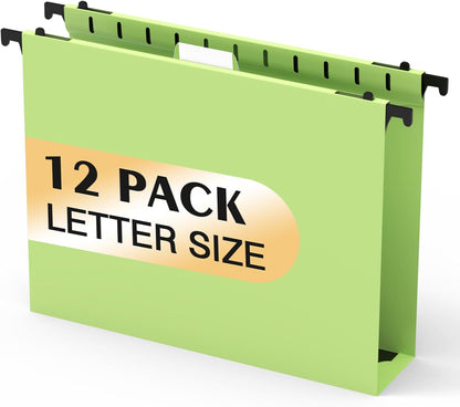 Shutex Extra Capacity Plastic Hanging File Folders,12 Pack Reinforced Hang Folders,Heavy Duty 2 Inch Expansion,Plastic Filing Cabinet Folders,Letter Size,Designed for Bulk Files, Medical Charts,Blue