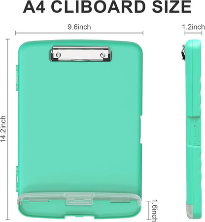 Plastic Clipboard with Storage, 8.5 x 11 Storage Organization Box Side-Opening, Heavy Duty Clip Board with Pen Holder and Paper Folder for Nurses, Teachers, Office & School Supply, Orange