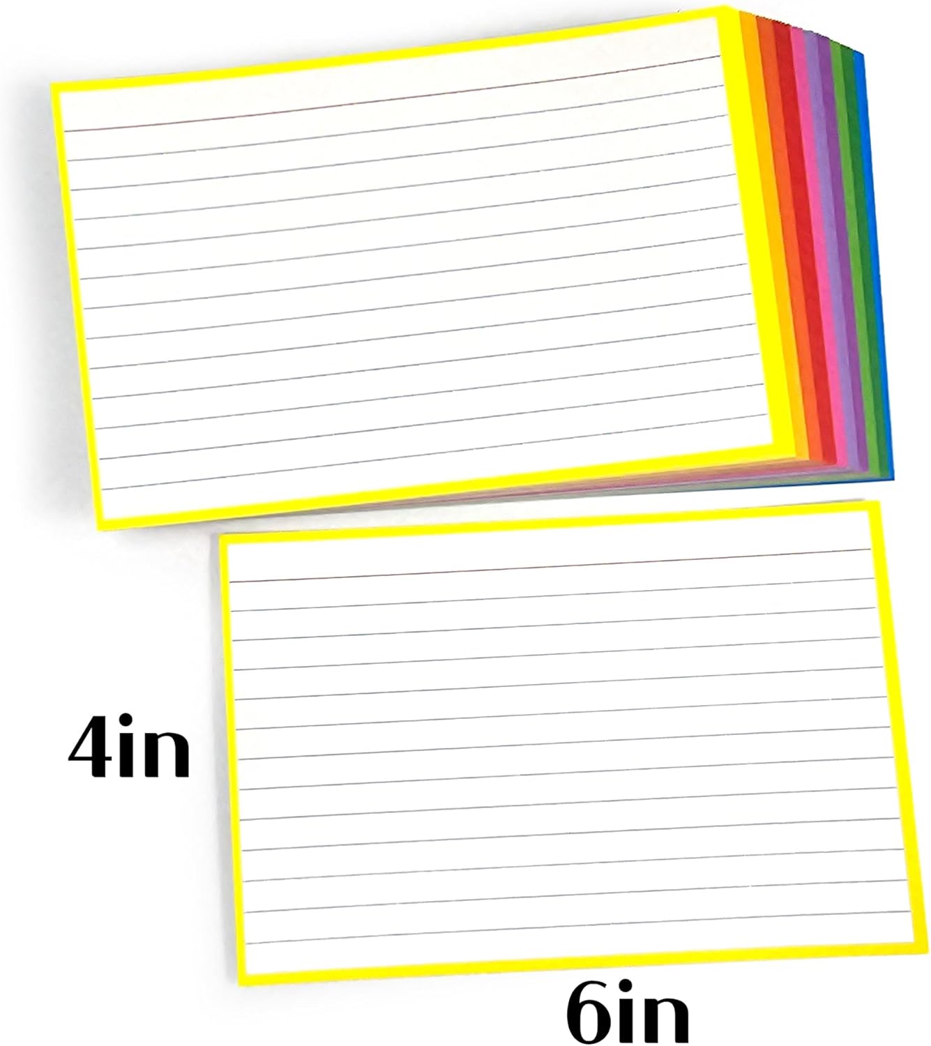 PPAPPAPPIYO 4x6 Lined Index Cards (Set of 50) Note Card, Study Cards, Flash Cards for Studying (Multicolor, 260gsm) (4x6)