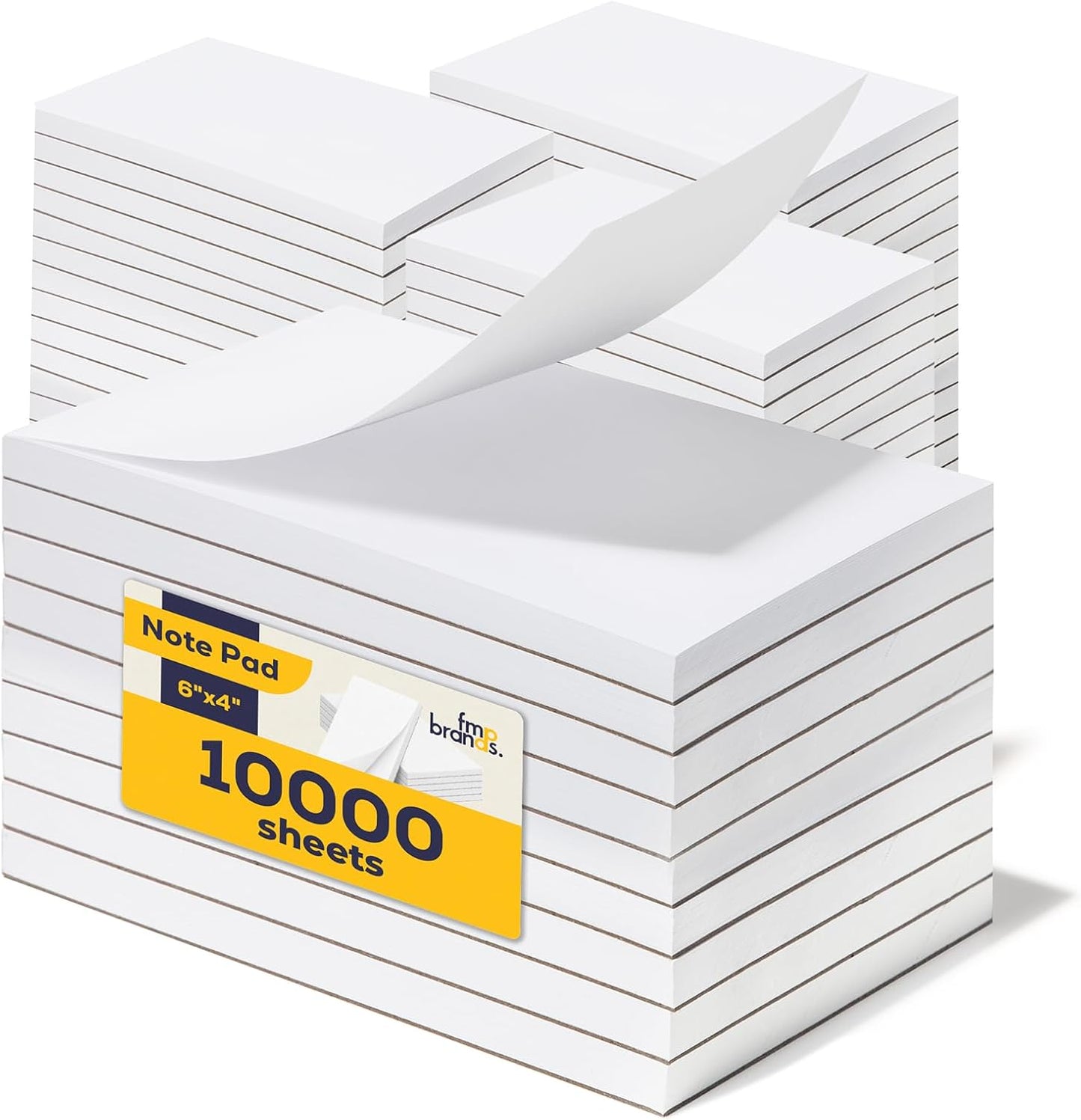 FMP Brands 10 Pack Note Pads 4x6, 100 Sheets Per Memo Pad, Writing Scratch Pad, Blank Notepad, White Waitress Server Note Pads, Paper Pad, To Do Grocery List Small Notepads