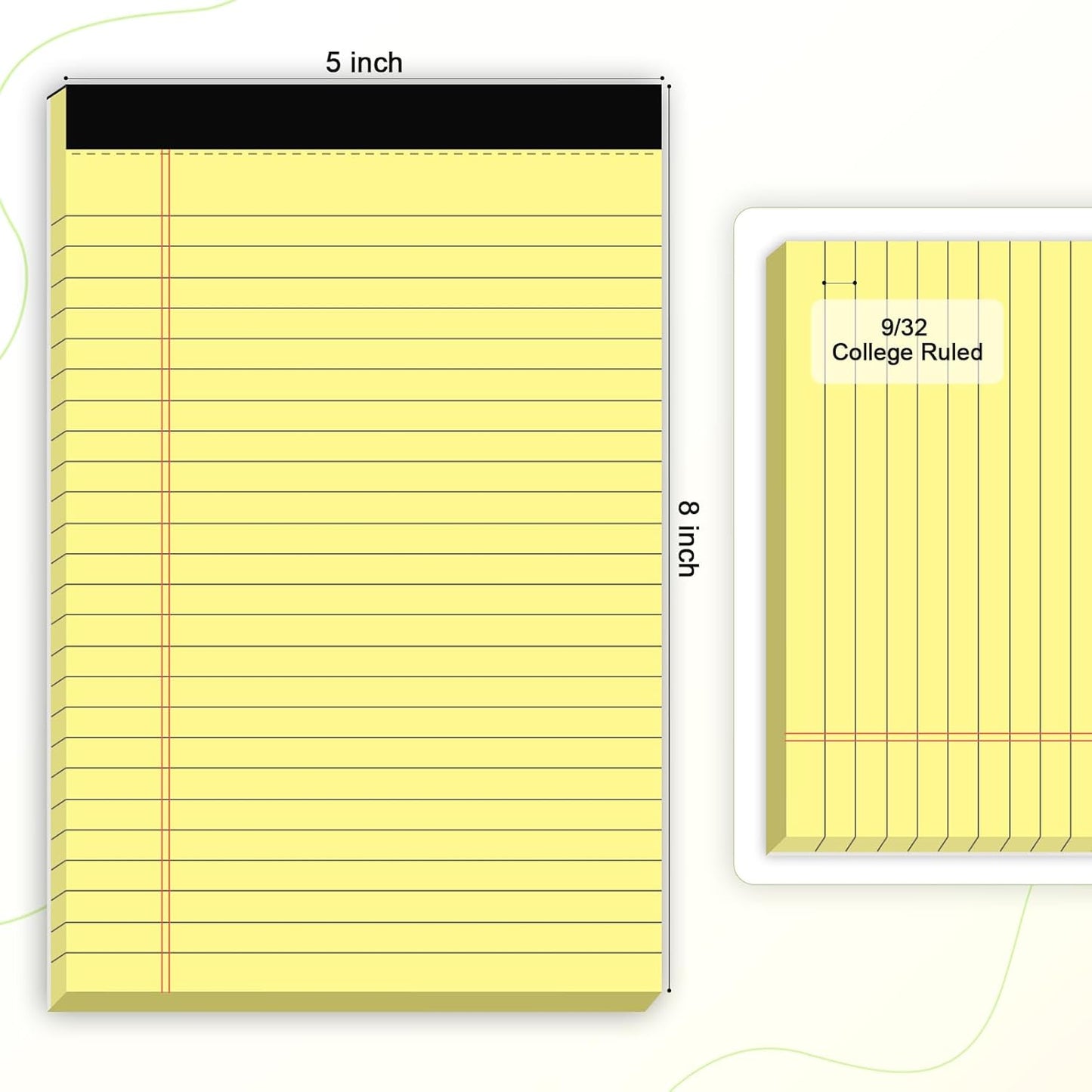 5pcs Small Note Pads 5x8 Notebook College Ruled Legal Pads Color Notepads 5 Pack Study Back Writing Pads 5 x 8 Perforated Narrow Ruled Pads of Paper for School & Office Supplies 30 Sheets/Pack