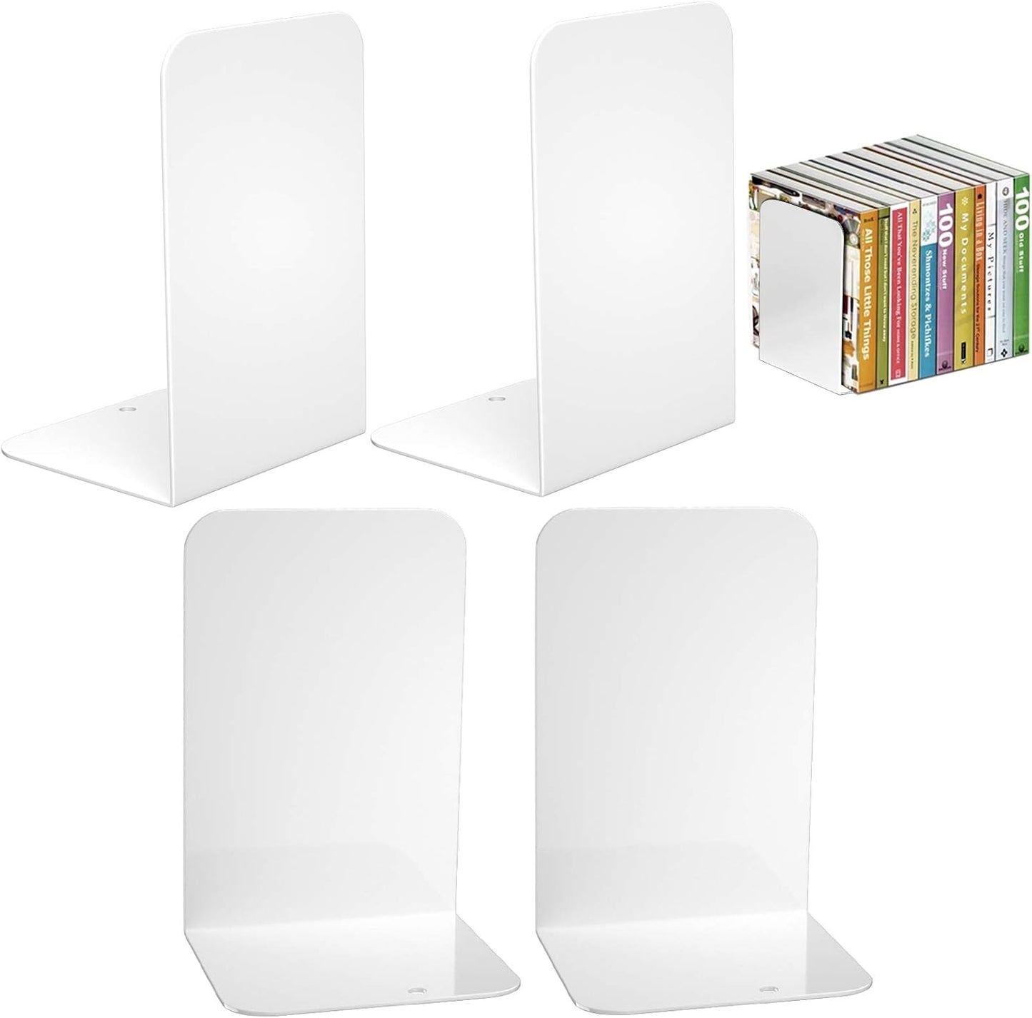 VFINE Bookends 3 Pairs, Black Metal Book Ends, Heavy Bookends for Shelves, Book Stopper for Heavy Books, Book Organizer for Home Office School Supplies