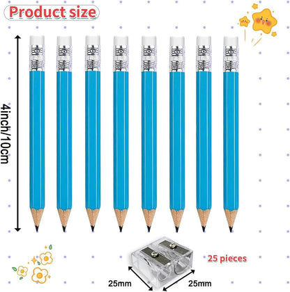 Adhere 25pcs Golf Pencils with Eraser Pre sharpened Hexagon half Wooden Pencils Graphite 2B for Golf Event Scoring,Classroom,Wedding,Company Meetings,Pew, Pocket (Nature)