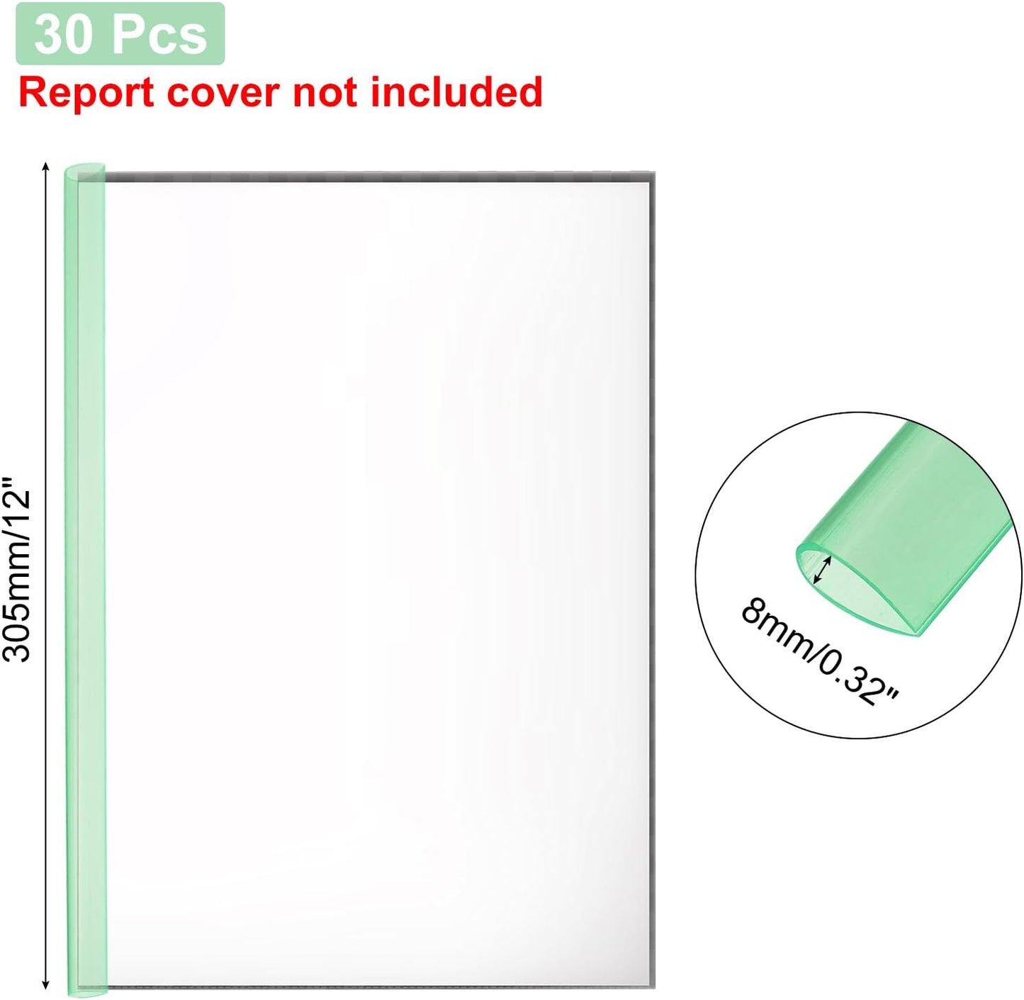 PATIKIL 30Pcs Binding Bars, 8mm Binding Bars Slide Grip 50 Sheets Capacity A4 Size Report Binder Teardrop Shape Presentation Binder for Report Cover Resume, Clear