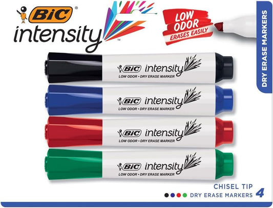 BIC Intensity Black Low Odor Dry Erase Markers, Fine Tip, 12-Count Pack of Erasable Markers With Low-Odor Ink for a Pleasant Writing Experience