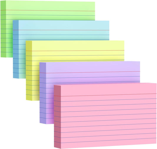 200 Count Index Cards 4x6 Inch, Colored Flash Card (40 Sheets Each), Note Taking for Students, Teachers, Professionals, Study Note Cards for Office Home School
