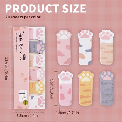 cobee 360Sheets Cute Animals Sticker Bookmarks, 3 Packs Cat Paw Memo Pad Sticky Notes Self Adhesive Tab Notes Page Markers Flags Index Bookmark Marker Pad for Office School
