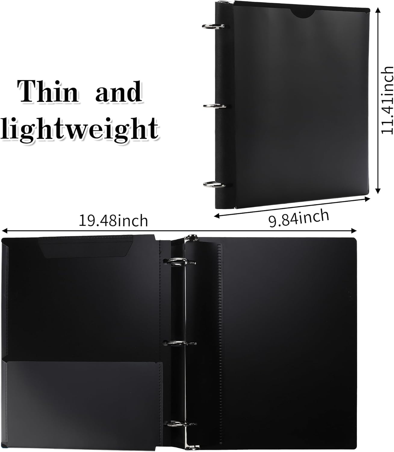 360 Degree Pivotable Binder, Upgraded 3 Ring Binder 1 inch 4 Pack, Flexible Binders 3 Ring, Foldable Three Ring Binders- Black, White, Blue, Red