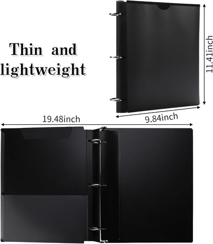 360 Degree Pivotable Binder, Upgraded 3 Ring Binder 1 inch 4 Pack, Flexible Binders 3 Ring, Foldable Three Ring Binders- Black, White, Blue, Red