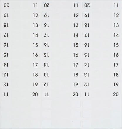 Redi-Tag Numbered Tabs, 11-20 Pre-Printed Divider Tabs, Permanent Adhesive Index Labels, 7/16" x 1", 104 Tabs Per Pack, (B31002)