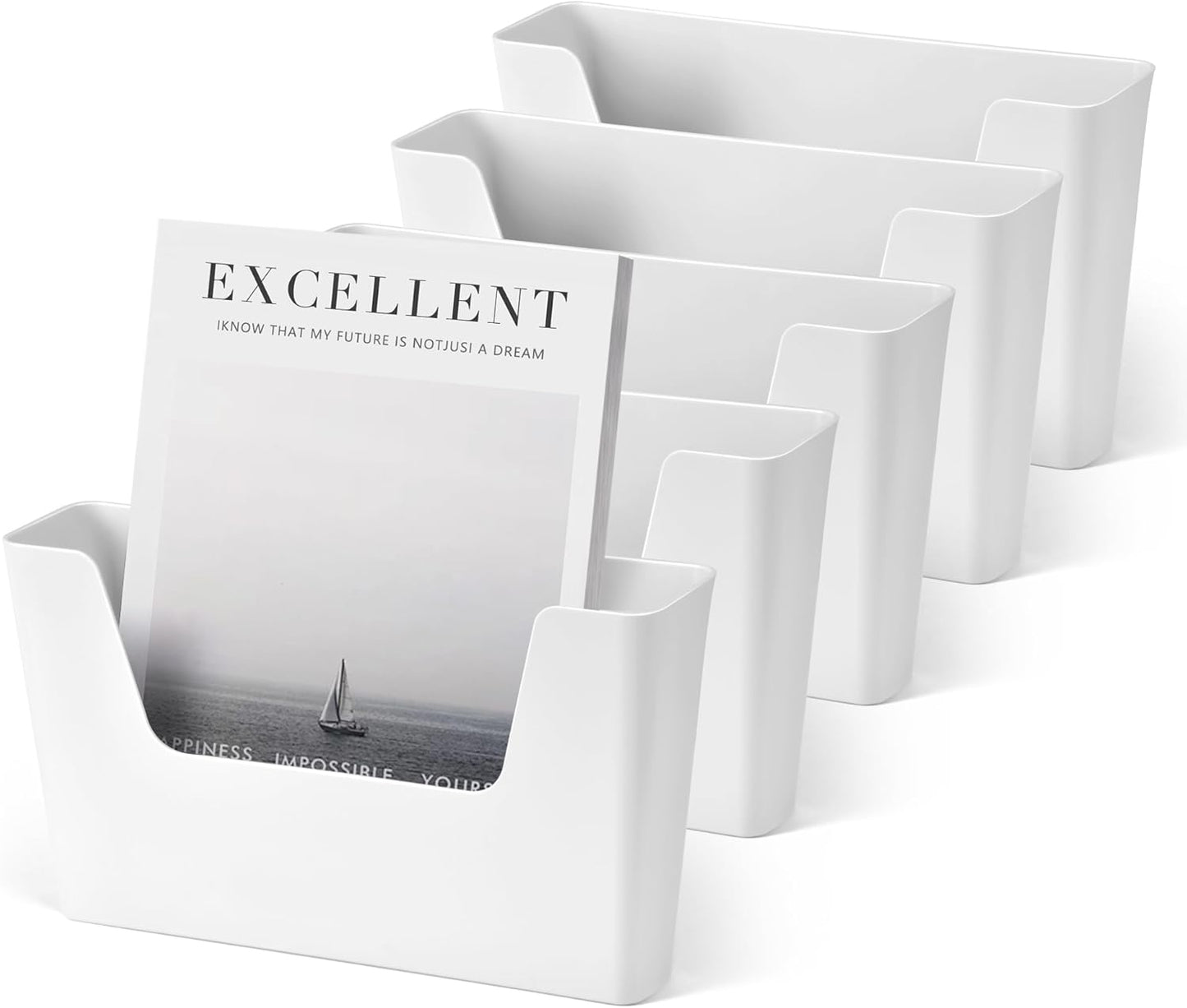 YOHOM No Drilling File Holder Wall Mails Magazines Organizer Adhesive Door Mount, Single Pocket(WHITE, 1 PCS)