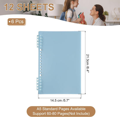PATIKIL 12 Pack Binding Covers, A5(8.4x5.7 Inch) 22 Mil Plastic Notebook Covers Sheets with Binding Comb for Book Report Presentation, Light Blue