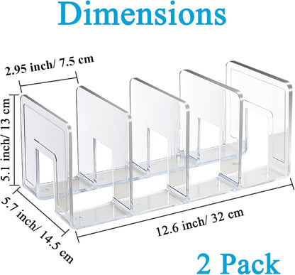 SAYEEC Acrylic File Sorter, Clear File Holder Acrylic Desk Organizer, Sturdy Desktop Files Organizer Files Folder Holder Rack for Envelopes Mail Letter Paper Notebook Electronics (4 Sections, 1 Pack)