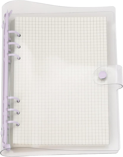 A6 A5 6-Holes Colorful PVC Cover Round Ring View Binder with Snap Button Closure File Folder for Loose Leaf Sheet Protectors Notebook Refill (Pink Daisy, A5 Mini Set) - Colors B