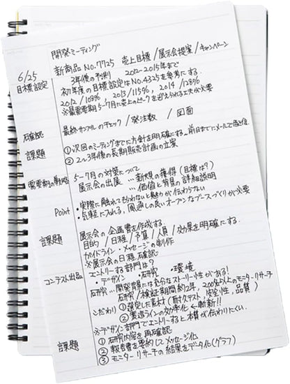 Maruman Mnemosyne Lined Notebook- A4, 11.69" x 9.25", 70 Sheets / 140 Pages, 7mm College Ruled Journal, Perforated Pages & Wire-Bound to Lay Flat, Black, Made in Japan
