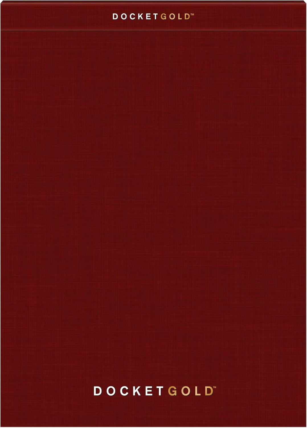 Tops Docket Gold Premium Weight Graph Paper, 8.5" x 11", 4 x 4 Graph Ruled on Front and 1/4" Narrow Ruled on Back, Reinforced Backing, Burgundy Cover, 80 Sheets per Pad (63752) (1 Count)