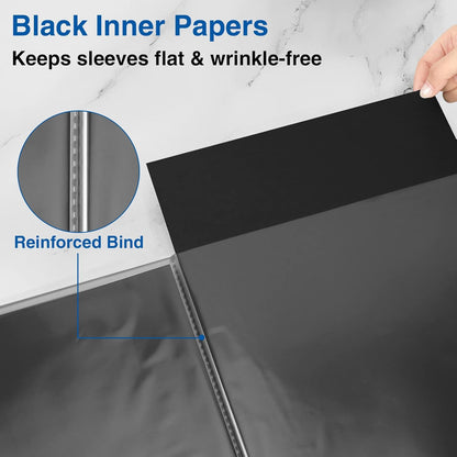 Sooez Art Portfolios 11"x17", Large Portfolio Folder with 30 Pockets & Black Inner Sheets, Display 60 Pages, 11 x 17 Presentation Book for Artwork Storage, Binder with Plastic Sleeves for Artist