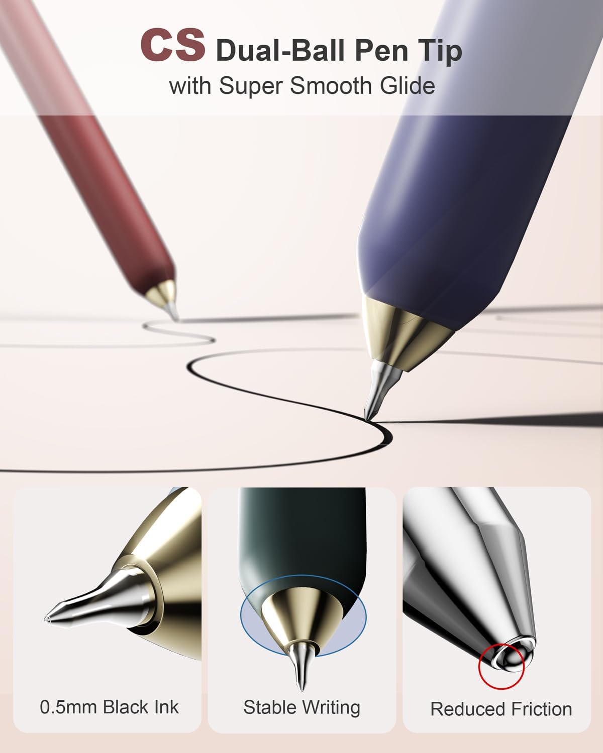 SUNEE Gel Pens, 6 Pack 0.5mm Pens Fine Point Smooth Writing Pens with Quick-Dry Black Ink, Cute Aesthetic School Office Note-Taking Pens for Journaling - Morandi