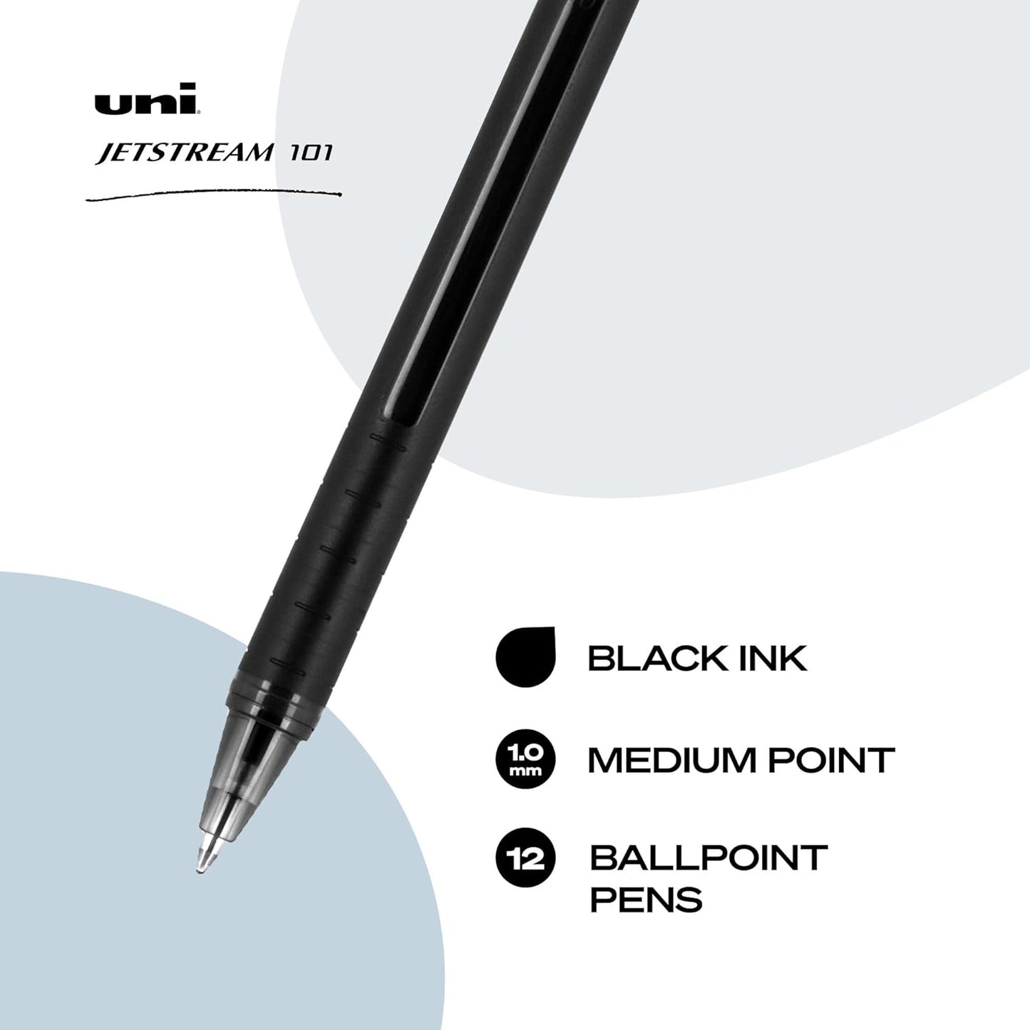uniball Jetstream 101 Ballpoint Pens, Medium Point (1.0mm), Blue, 12 Pack