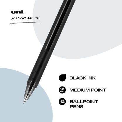 uniball Jetstream 101 Ballpoint Pens, Medium Point (1.0mm), Blue, 12 Pack