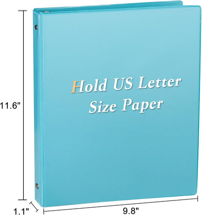 CIXILDTS 1-Inch Round Ring Binders, Standard 3 Ring Binder Fit Letter Size Paper, Presentation View Binders, 6 Packs, Assorted