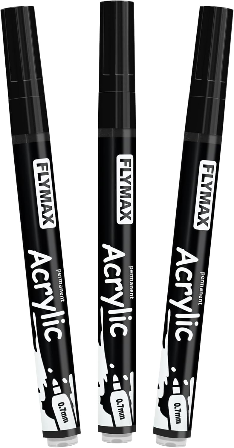 FLYMAX Gold Marker Paint Pens - Permanent Marker Pens Gold Acrylic Paint Water-Based 0.7mm Fine Tip Waterproof Quick-Drying (3 in 1Pack)
