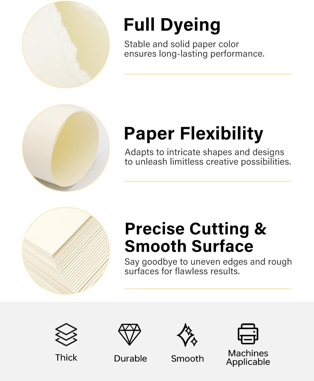 White Cardstock 8.5 x 11, 40 Sheets Card Stock, 75 LB/200 GSM Thick Copy Paper, Cardstock Printer Paper for School & Office Supplies, Art, Watercolo, Craft, Drawing, Invitations, Menus, DIY Cards