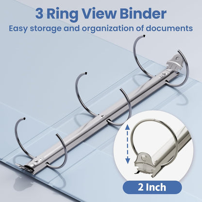 SUNEE 3 Ring Binder 3 Inch 1 Pack, Clear View Binder Three Ring PVC-Free (Fit 8.5x11 Inches) for School or Office Supplies, Pink