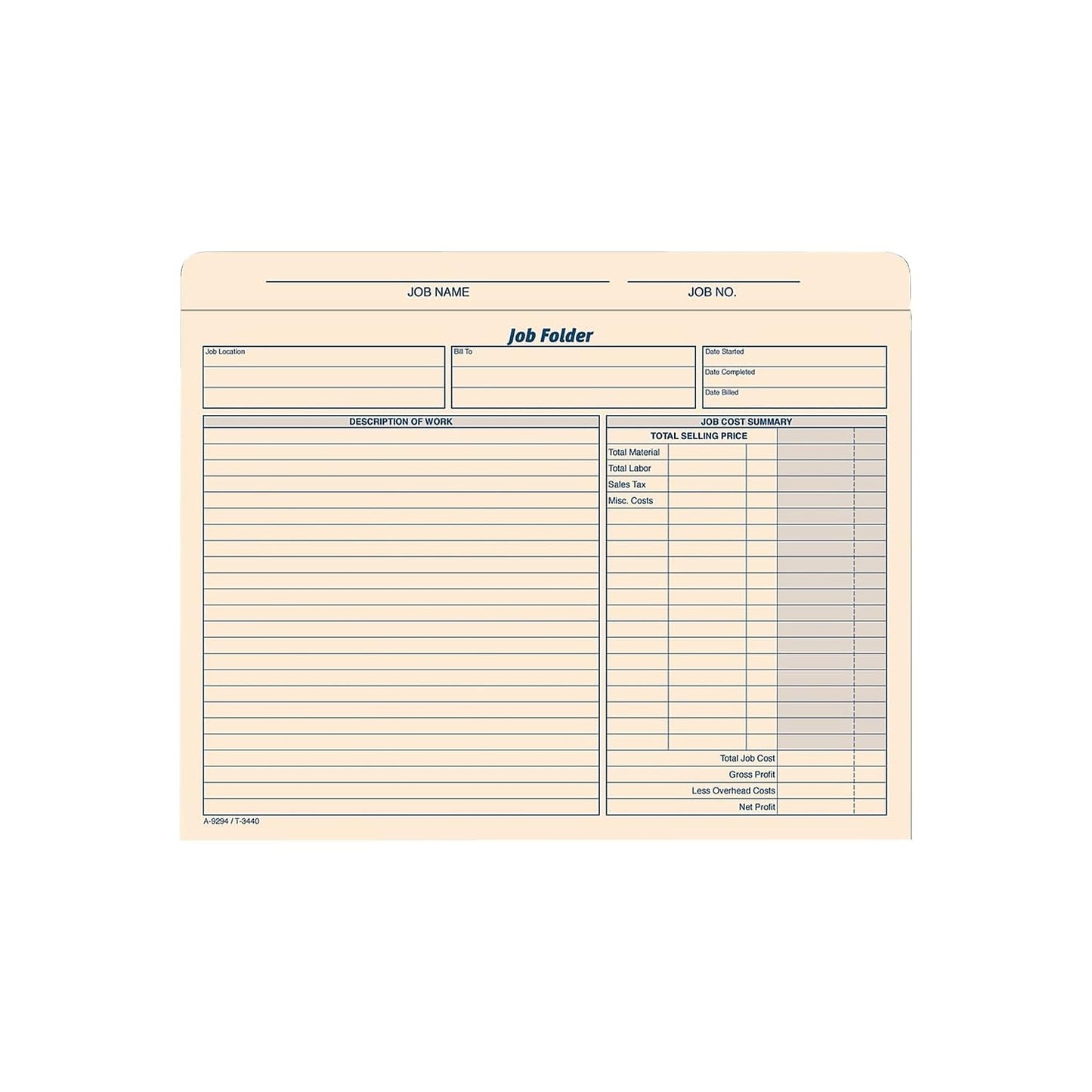 TOPS Job Folder File Jackets, 11.75 x 9.5 Inches, Manila, 20-Pack (3440)
