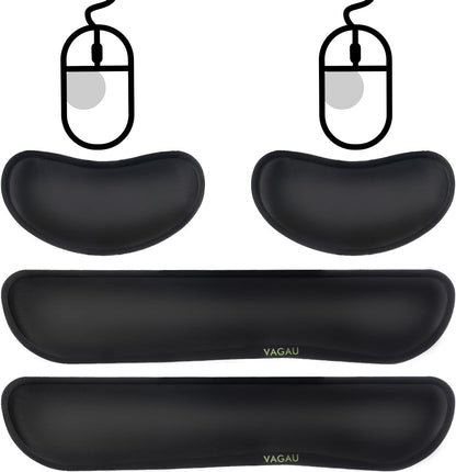 VAGAU Premium Keyboard Wrist Rest and Mouse Pad Wrist Support, Ergonomic Memory Foam Set for Office, Laptop, Mac, Computer and Gaming, Comfortable Typing &Wrist Pain Relief (2 Pack)