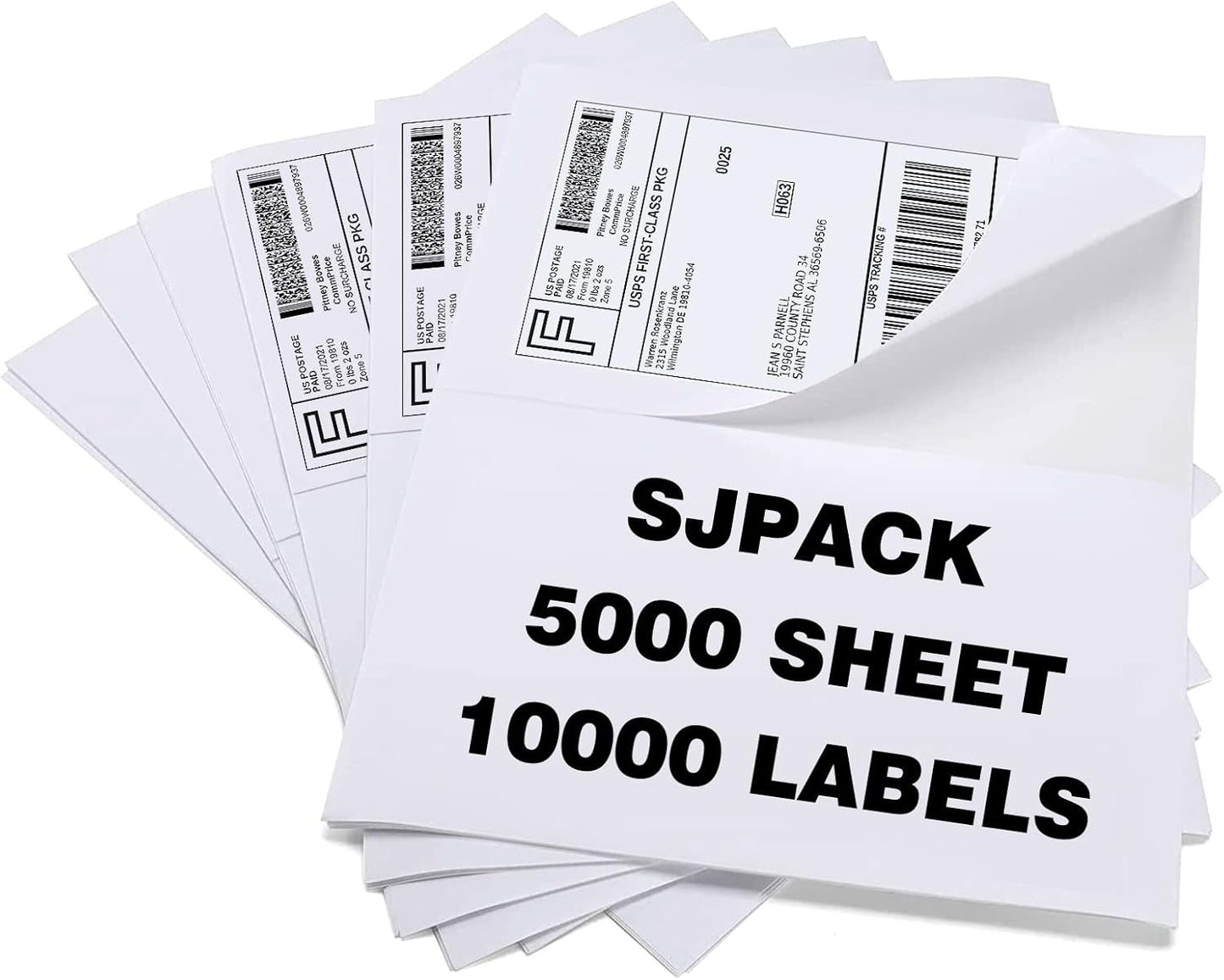 SJPACK 1000 Half Sheet Self Adhesive Shipping Labels, 8.5" x 5.5" Address Labels for Laser & Inkjet Printers(1000 labels-500 Sheet)