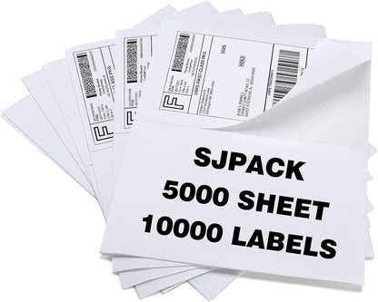 SJPACK 1000 Half Sheet Self Adhesive Shipping Labels, 8.5" x 5.5" Address Labels for Laser & Inkjet Printers(1000 labels-500 Sheet)