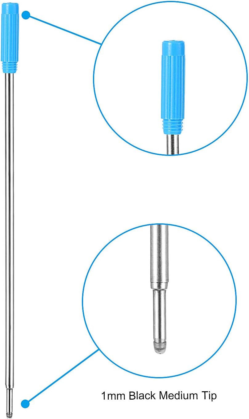 Jovitec 24 Pieces Replaceable Ballpoint Pen Refills Metal Pen Ink Refills Smooth Writing 4.5 Inch (11.6 cm) and 1 mm Medium Tip for Gifts Office(Black and Blue)