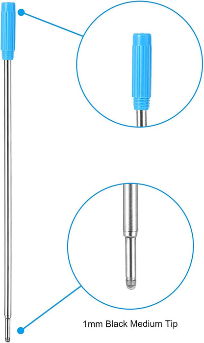 Jovitec 24 Pieces Replaceable Ballpoint Pen Refills Metal Pen Ink Refills Smooth Writing 4.5 Inch (11.6 cm) and 1 mm Medium Tip for Gifts Office(Black and Blue)